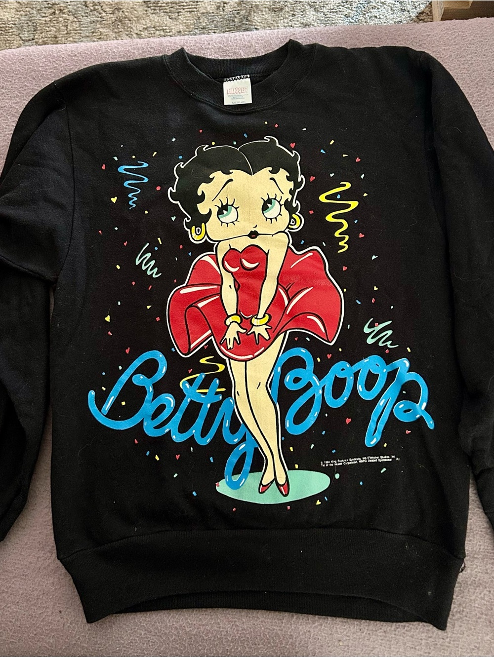 Betty Boop Black Graphic Crewneck Sweatshirt